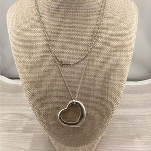 Tiffany & Co. 9.25 XL Open Heart Silver Necklace
